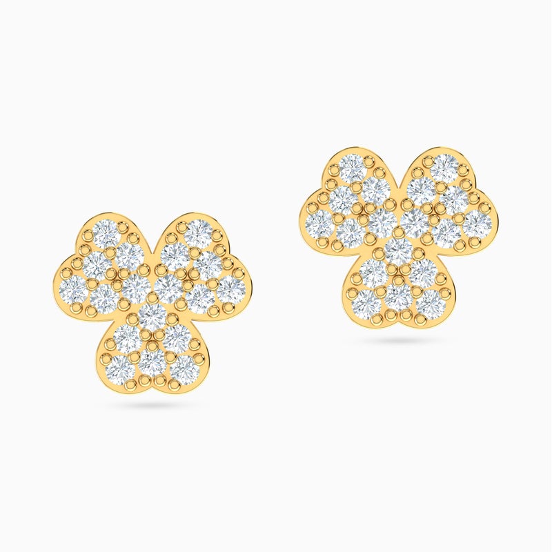 lazurde Flower Cubic Zirconia Stud Earrings in 18K Gold - Image 1